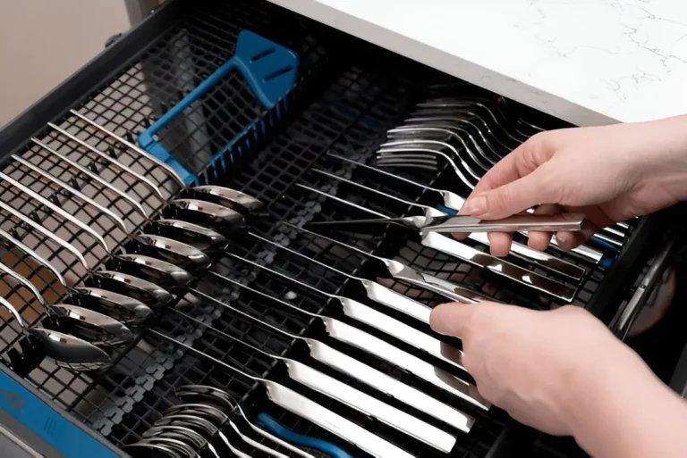 Flatware experts are arranging flatware in a kitchen drawer