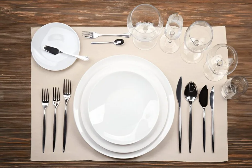 A general demonstration of how to set flatware on table
