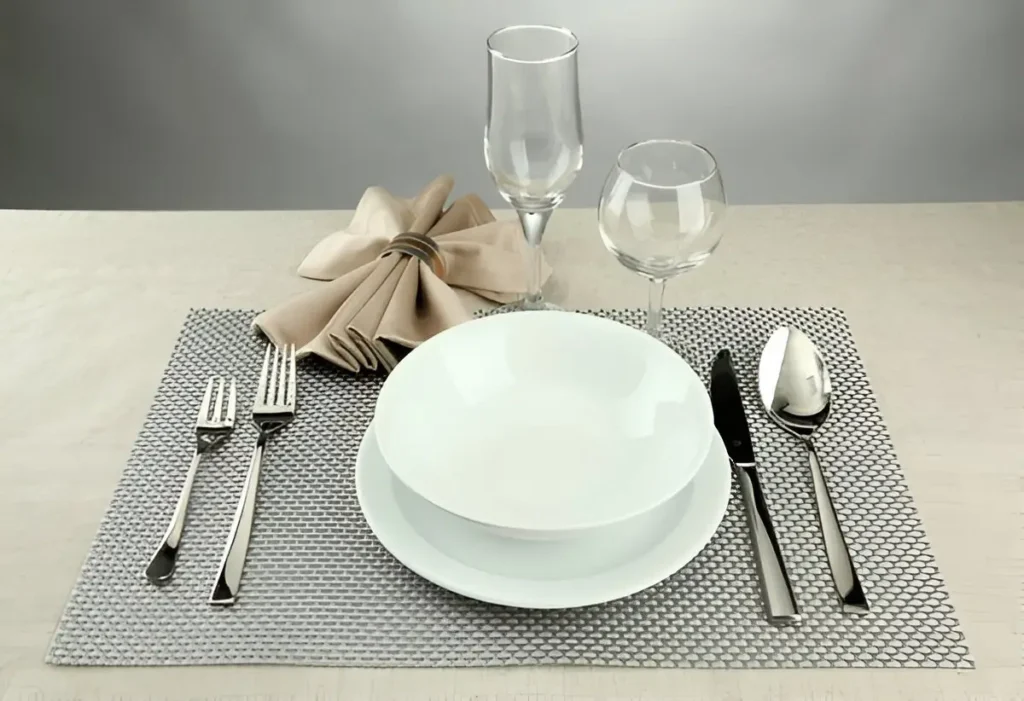 Proper place setting for silverware for informal dinner