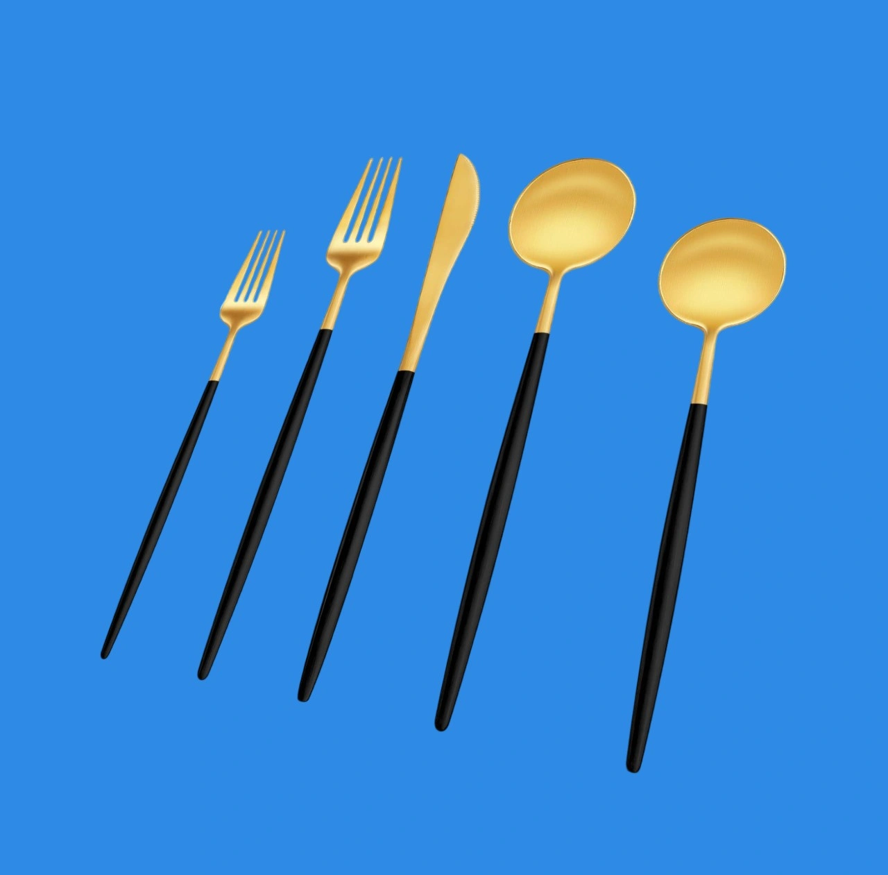 EUIRIO 40-Piece Matte Black & Gold Silverware Set