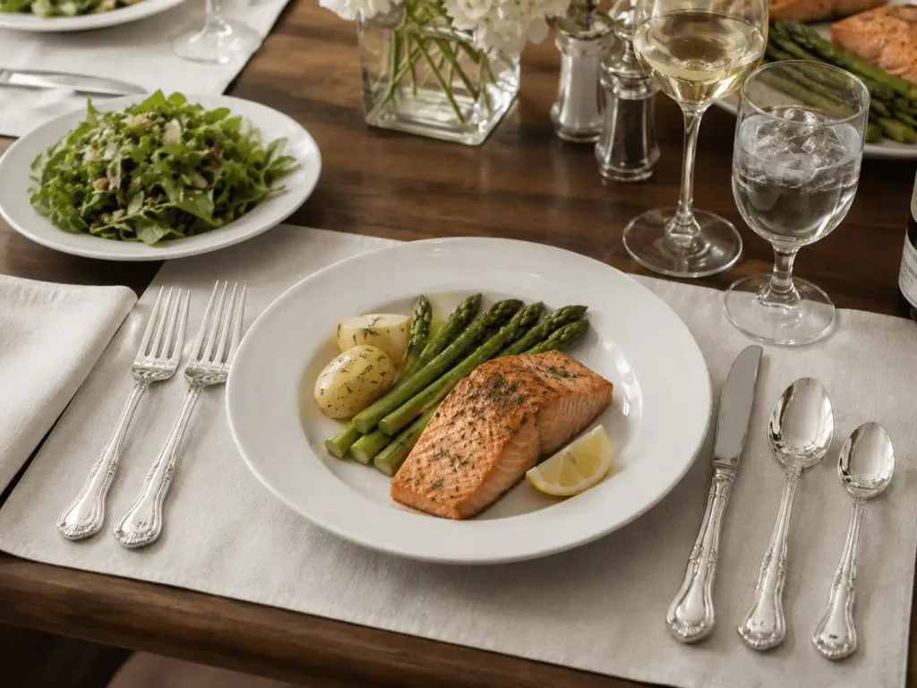 A Valcourt gorham silverware set on a formal dinner table