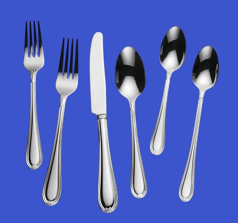 Six piece dining set of Lenox silverware set Ashbridge 80 piece