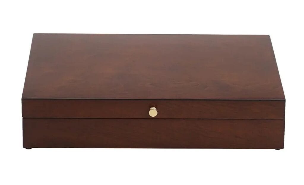 An empty Reed & Barton silverware box