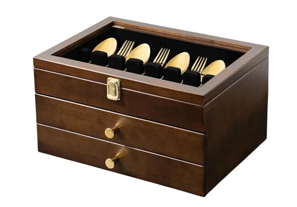 Yoimori Glass-Lid Silverware Storage Chest
