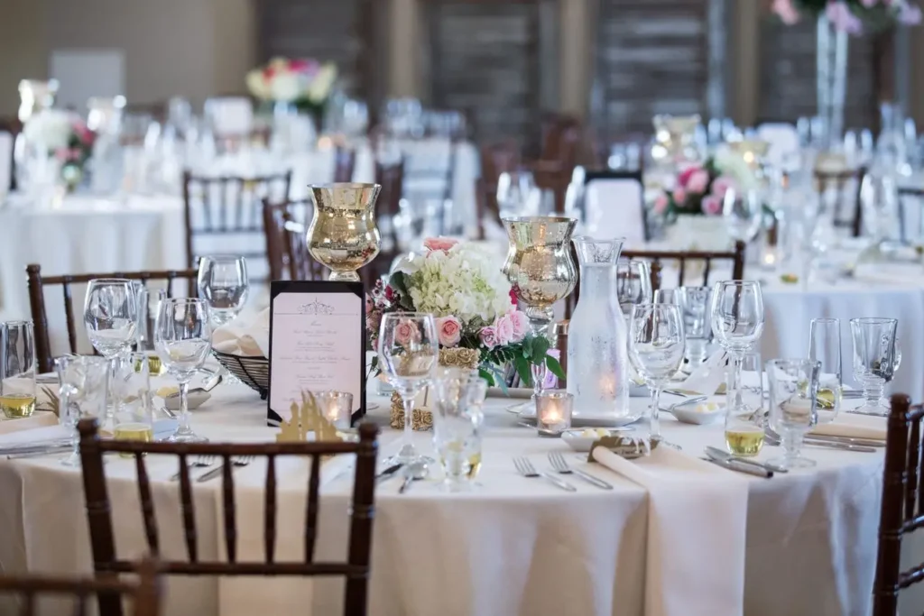 A table set with wallace hotel flatware