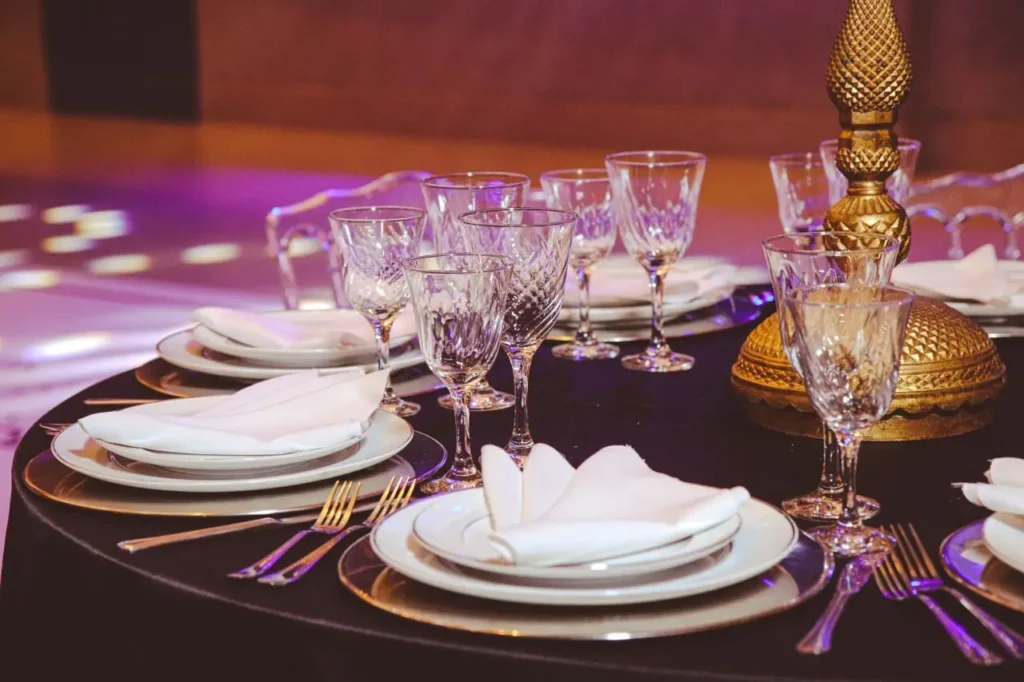 A table with high quality flatware sets