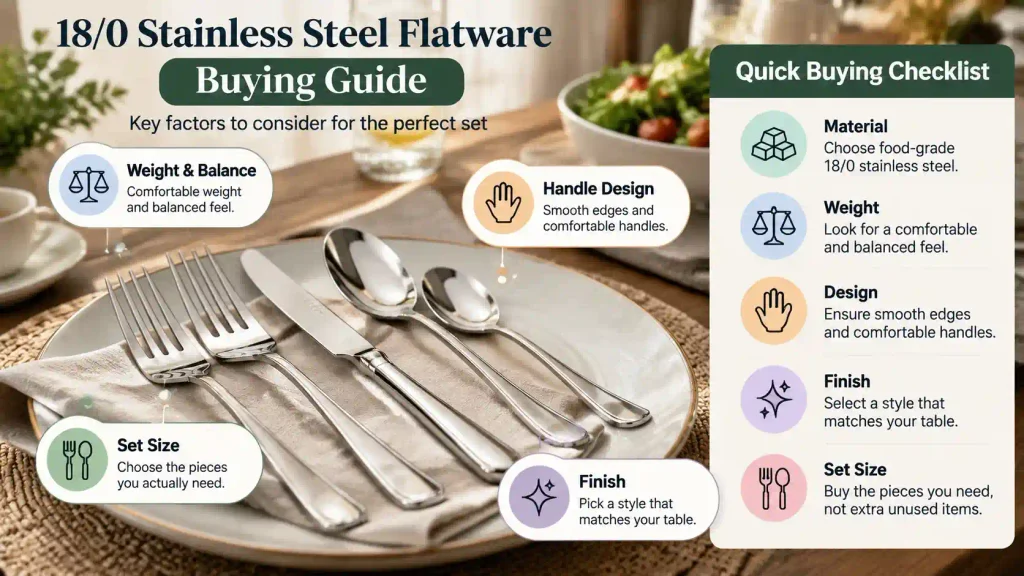 18/0 stainless steel flatware buying guide showing key factors to consider before purchase