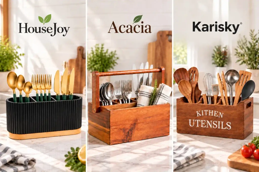 A collage of images best caddies of models of HouseJoy, Acacia and Karisky