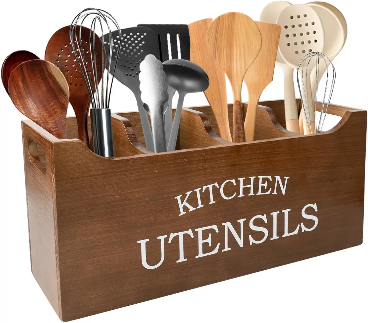 A close-up view of Karisky Wooden Utensil Holder
