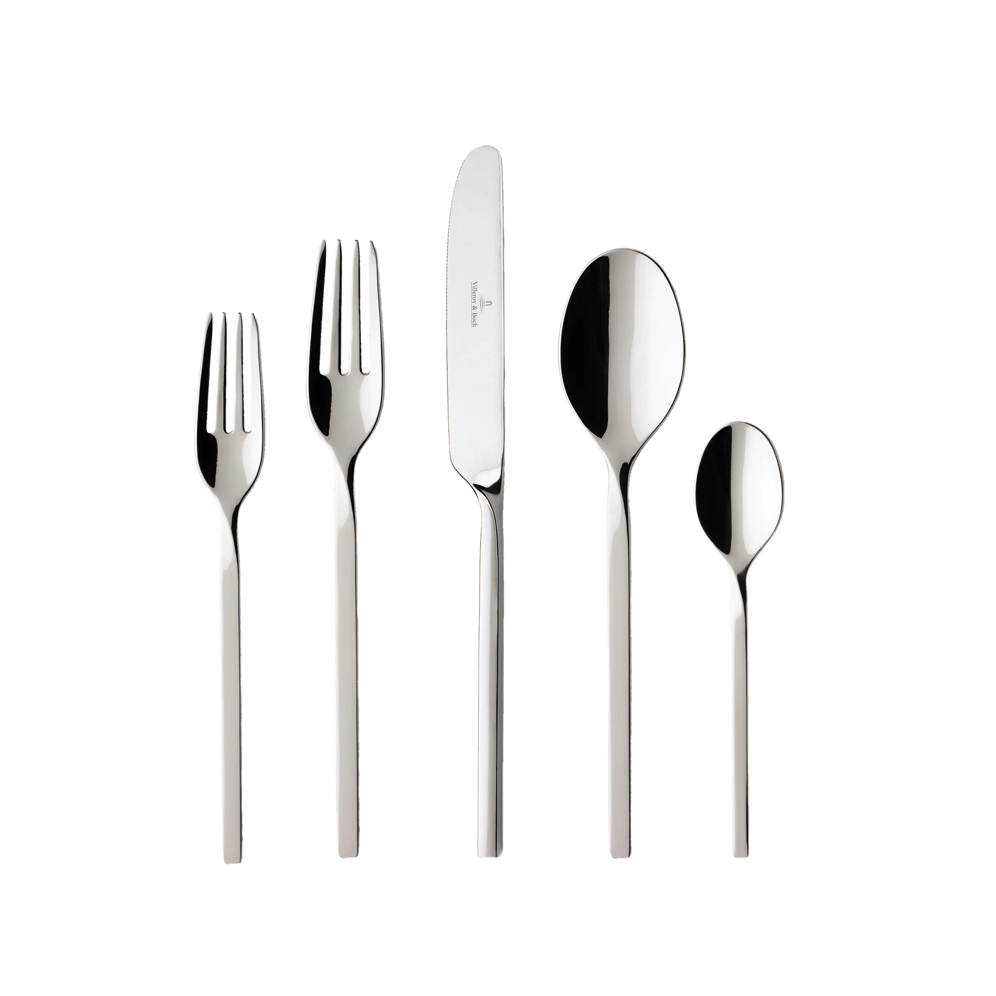 A place setting of villeroy and boch new wave flatware